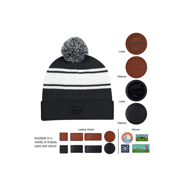 Two-Tone Knit Pom Beanie With Cuff | M136 - Image 2